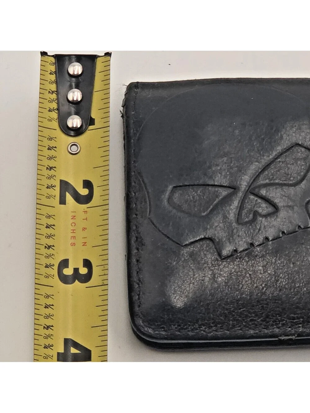 Harley Davidson Willie G Skull Bifold Leather Biker Chain Wallet BM2616L-TanBlk